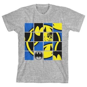 Batman Scrambled Classic Logo Youth Athletic Gray Graphic Tee