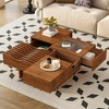 Vynxaria Mid Century Coffee Tables, Unique Square Design with Drawers and Glass - 4 of 4