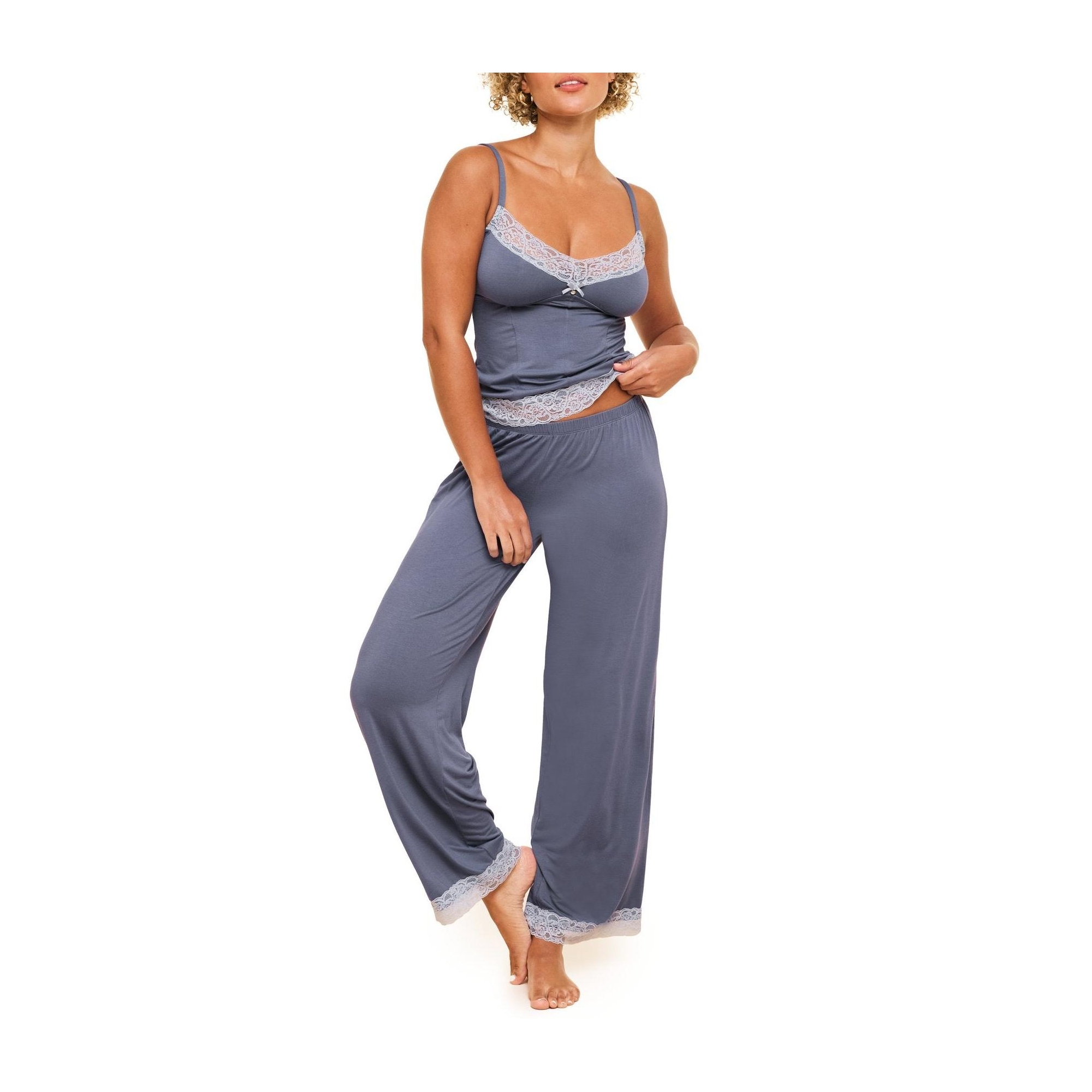 Adore Me Women's Suzanna PJ Sleepwear L / Blue Granite Gray.