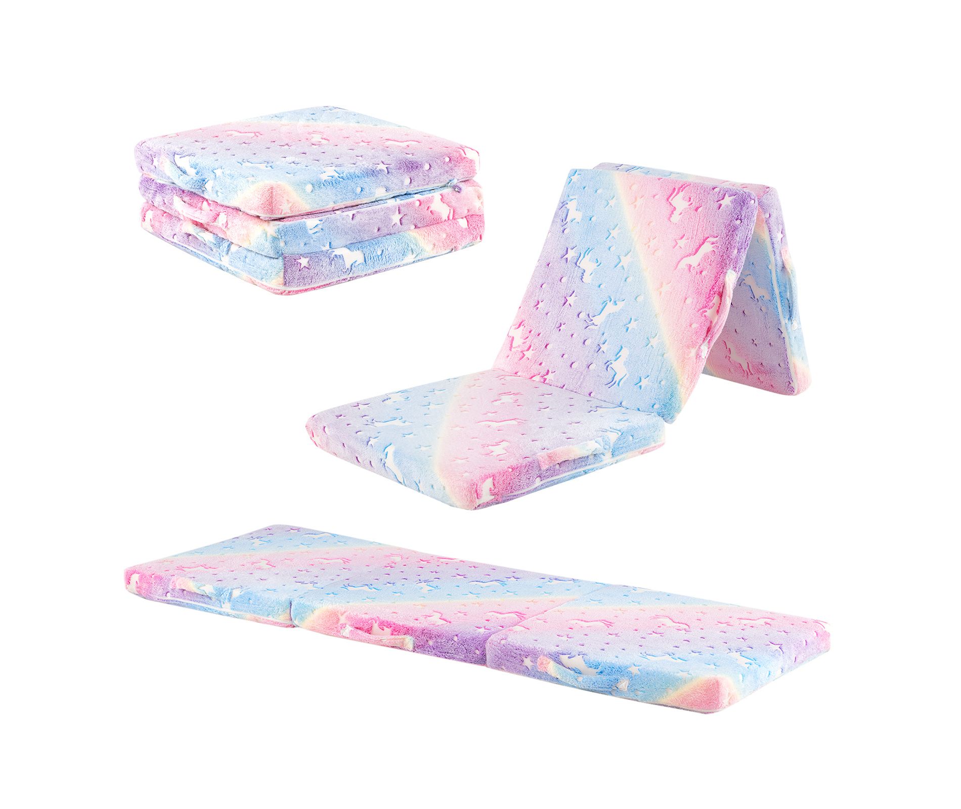Costway Foldable Floor Mattress for Kids Glow in the Dark Toddler Nap Mat Tri-Folding Colorful/Grey/Pink