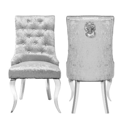 Luxury Velvet Lion Knocker Dining Room Chair High Back