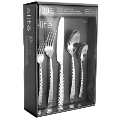 Gibson Braid 20 Piece Stainless Steel Flatware Set with Textured Handles