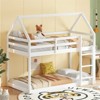 RISOKEYS Twin over Twin Rubber Wood Floor Bunk Bed - House-Shaped Bunk Bed Frame with Ladder and Guardrails, Floor Bunk Bed for Kids & Teens - 2 of 4