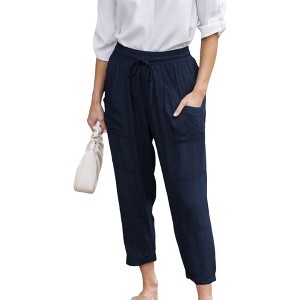 Amaryllis Women's Drawstring Wide-Leg Crop Pants Lightweight Relaxed Fit Versatile Everyday Style with Pockets - 1 of 4
