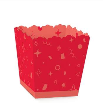 Big Dot of Happiness Red Confetti Stars - Party Mini Favor Boxes - Simple Party Treat Candy Boxes - Set of 12