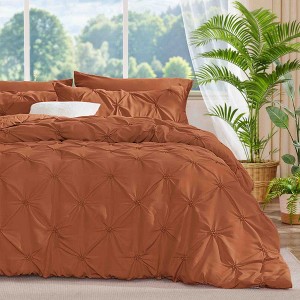 BAGOKIE 3 Pieces Floral Pinch Pleat Bed in a Bag Comforter Set for All Season - 1 of 4