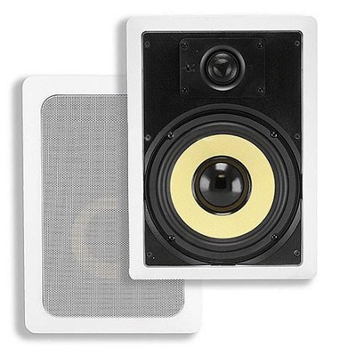 Monoprice 2-Way Fiber In-Wall Speakers - 8 Inch (Pair) Titanium Silk Dome Tweeters - Caliber Series