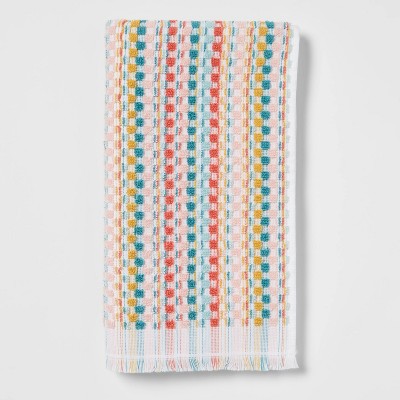 Vegetable-dyed handwoven fabric/multi-color hanging hand towel/keratin towel  - Shop YOUNGA Towels - Pinkoi