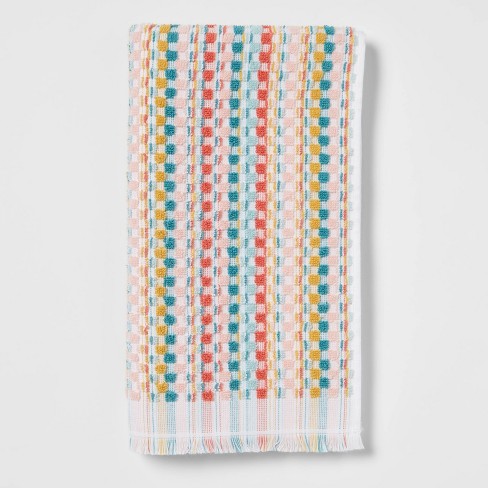 Plush Striped Trim Bath Towel