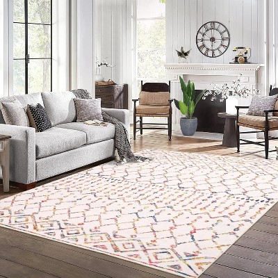 Area Rug Washable Low Pile Rug with Rubber Backing Floor Large Carpet Boho Foldable Rugs for Bedroom Living Room Home Office Playroom