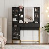 Coucheta Makeup Vanity Table with LED Lighted Mirror, Jewelry Storage Cabinet, Drawers, Shelves & Built-in Charging Station for Bedroom - 2 of 4