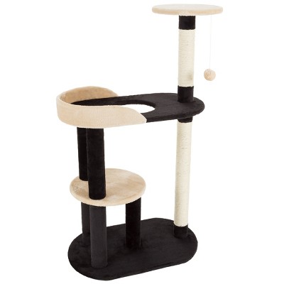 Pet Adobe 3-Tier Cat Tree With Two Scratching Posts - 42.25", Black/Tan