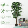 Tangkula Artificial Ficus Silk Tree Faux Potted Greenery Ficus Plants Decorations - 4 of 4