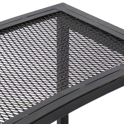 Curved Black Mesh Metal Outdoor Fire Pit Bench Set of 4