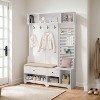 TIRAMISUBEST 4-in-1 Hall Tree with Cushioned Bench & Pegboard - Entryway Organizer, White - 3 of 4
