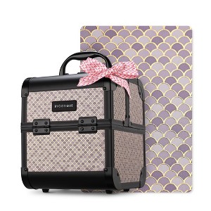 Byootique Makeup Train Case with Mirror Cosmetic Organizer Art Deco Graphite AD Gray - 1 of 4