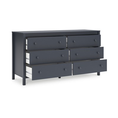 Navy Blue Transitional Six Drawer Dresser with Levelers