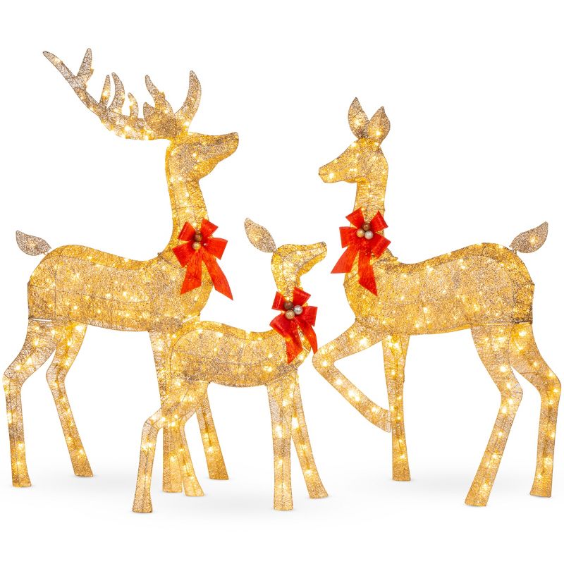 Best Choice Products 3-Piece Rattan Deer Set, Lighted Christmas Outdoor Decoration w/ 360 Lights, Stakes - Brown, 1 of 9