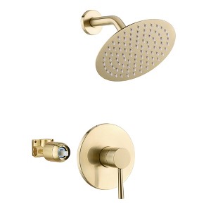 Sumerain Brushed Gold Shower Faucet with 8 Inches Stainless Steel Rain Shower Head with Brass Valve - 1 of 4