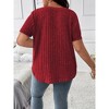 Women's Plus Size V Neck Tops  Casual Color Shirts Lightweight Short Sleeve Blouses - 3 of 3