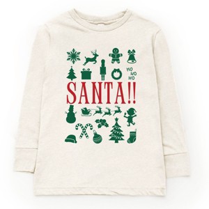 Santa Christmas Icons - Toddler Long Sleeve Graphic Tee and Youth Long Sleeve Graphic T-Shirt - 1 of 3
