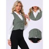 INSPIRE CHIC Women's Vintage Plaid V Neck Single Breasted Sleeveless Vest - 2 of 4