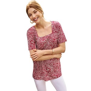 Jessica London Women's Plus Size Stretch Cotton Square Neck Tunic - 1 of 4