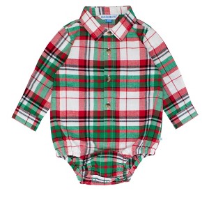 RuggedButts Baby Boys Long Sleeve Button Down Bodysuit - 1 of 2