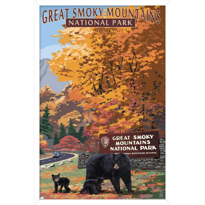 Trends International Lantern Press - Great Smoky Mountains Park Entrance Framed Wall Poster Prints, 1 of 7