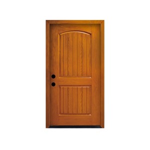 36 in. x 80 in.2-Panel Plank Arch Top Right Hand Inswing Wooden Grain Finished Fiberglass Knock Down Front Exterior Door with Door Jamb - 1 of 4