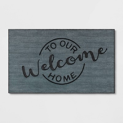 Photo 1 of 16x26 Welcome to Our Home Rubber Doormat Gray - Threshold