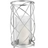 Sagebrook Home Decorative Hurricane Pillar Candle Holder, Removable Glass Hurricane, Home or Wedding Decor, Metal, Silver, 7 L x 7 W x 13 H Inches - 2 of 4