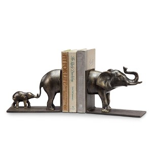 SPI Home Wildlife-Themed Elephant and Baby Bookends Pair - 1 of 2