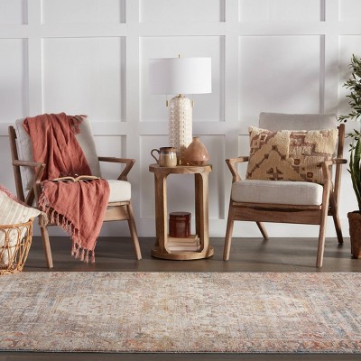 Reversible Terra Medallion Synthetic Rug in Blue - 47"x5"