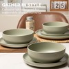 Syemin Dining Bowls 4 Person Stoneware Dinnerware Set Microwave Dishwasher Safe Chip-Resistant Matte Glaze Stackable Storage, Green, 10"*10"*2.4" - 3 of 4