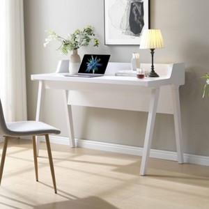 HDZNVF Home Office Writing Desk Ground Outlet USB-A Ports Finished On The Back Wooden Leg Frame - 1 of 4