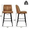 Vipbear Counter Height Swivel Bar Stools Set of 2, Upholstered Fabric Bar Stools with Backs, Metal Base, 26.9"/30.1" Seat Height - 3 of 4