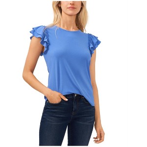 CeCe Womens Ruffled Flutter Sleeve Knit Blouse - 1 of 1