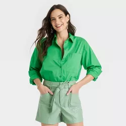 Women's Long Sleeve Oversized Button-Down Shirt - A New Day™