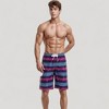 Anna-Kaci Swim Men's Vibrant Stripe Swim Trunks with Wave-Inspired Pattern and Drawstring Waistband in Quick-Dry Fabric - 2 of 4