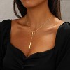 Long Lariat Necklace for Women, 14K Gold/Silver Plated Y-Drop Beaded Chain - 4 of 4