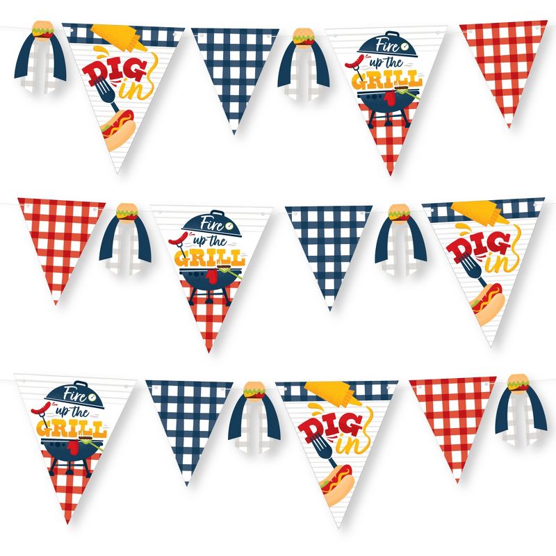 Big Dot of Happiness Fire Up the Grill - DIY Summer BBQ Picnic Party Pennant Garland Decoration - Triangle Banner - 30 Pieces, 1 of 10