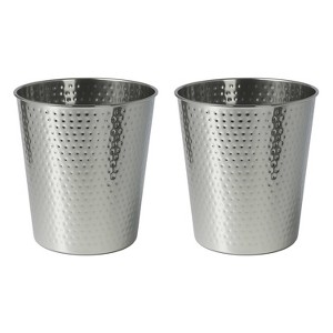 happimess Axel Modern Minimalist Hammered Steel 2-Gallon Wastebasket - 1 of 4