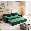 Okak 66" Queen 3-in-1 Pull Out Sofa Bed, Velvet Loveseat Bed, Convertible Sleeper Sofa with Side Storage for Living Room,Bedroom,Apartment, Green - 3 of 4