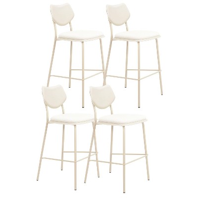 Zeal Barstools  40.9" H, Set of 4 – Light Gray Fabric & PVC Leather Seats, Powder-Coated Steel by Zuo Modern