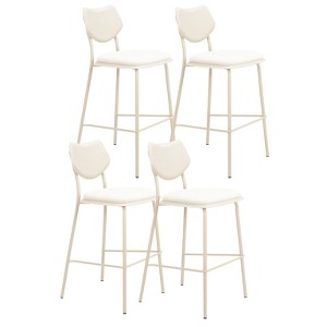 Zeal Barstools  40.9" H, Set of 4 – Light Gray Fabric & PVC Leather Seats, Powder-Coated Steel by Zuo Modern - 1 of 4