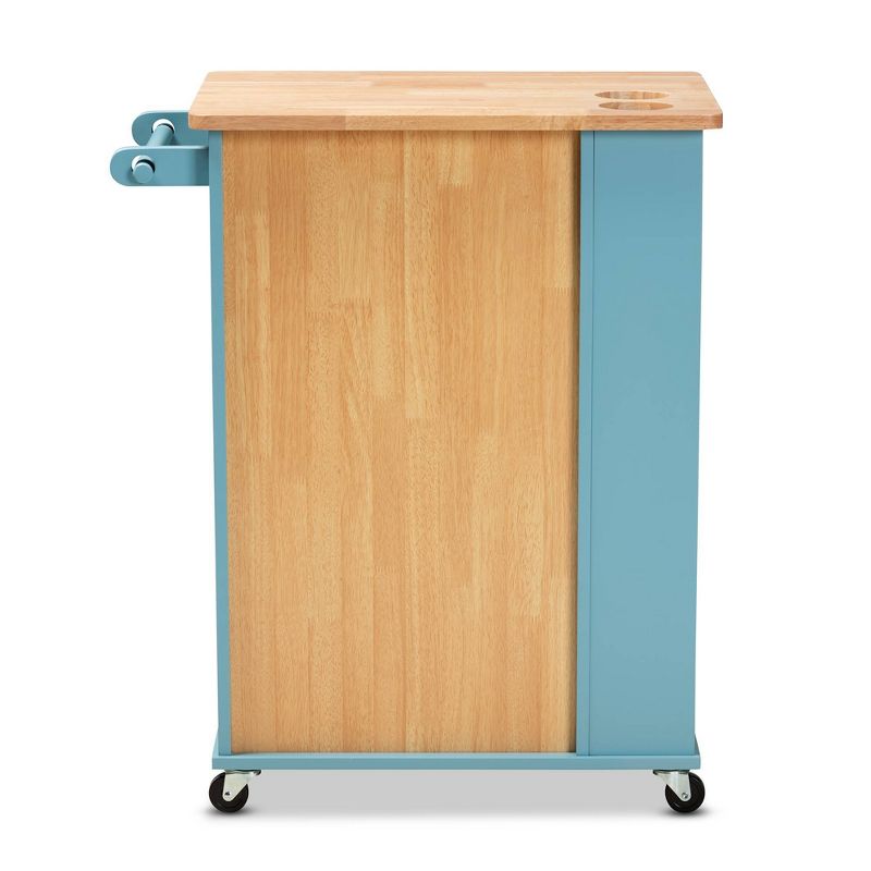 Liona Sky Wood Kitchen Storage Cart Blue/Natural - Baxton Studio, 6 of 15