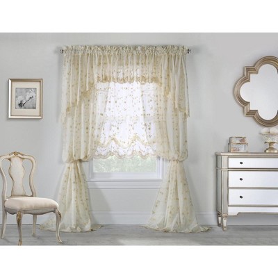 Grandeur Deep Scalloped Embroidery Pole Top Swag White by Habitat
