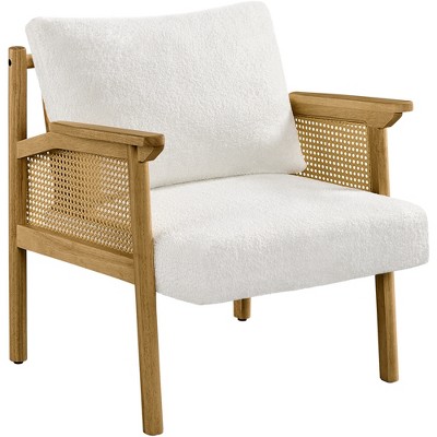 Yaheetech Boucle Upholstered Accent Chair Lounge Chair for Living Room, White