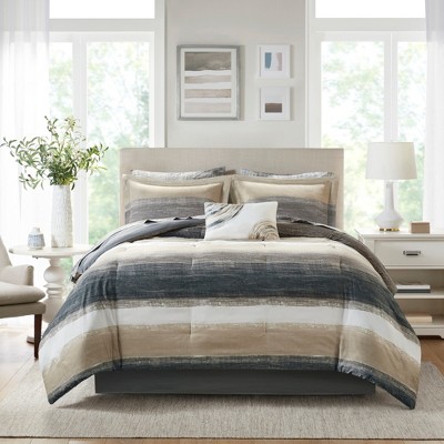 9Pcs Comforter Set, Modern Solid Bedding Set, Cotton Bed Comforter